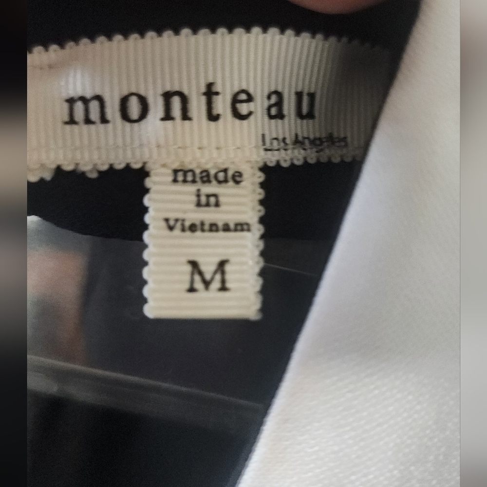 Monteau Black Blouse with White Collar size:M - Picture 4 of 5